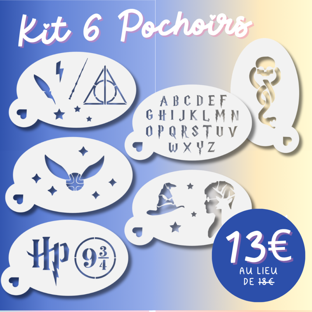 Pochoir mylar lavable - Harry Potter - Kit 6 pochoirs